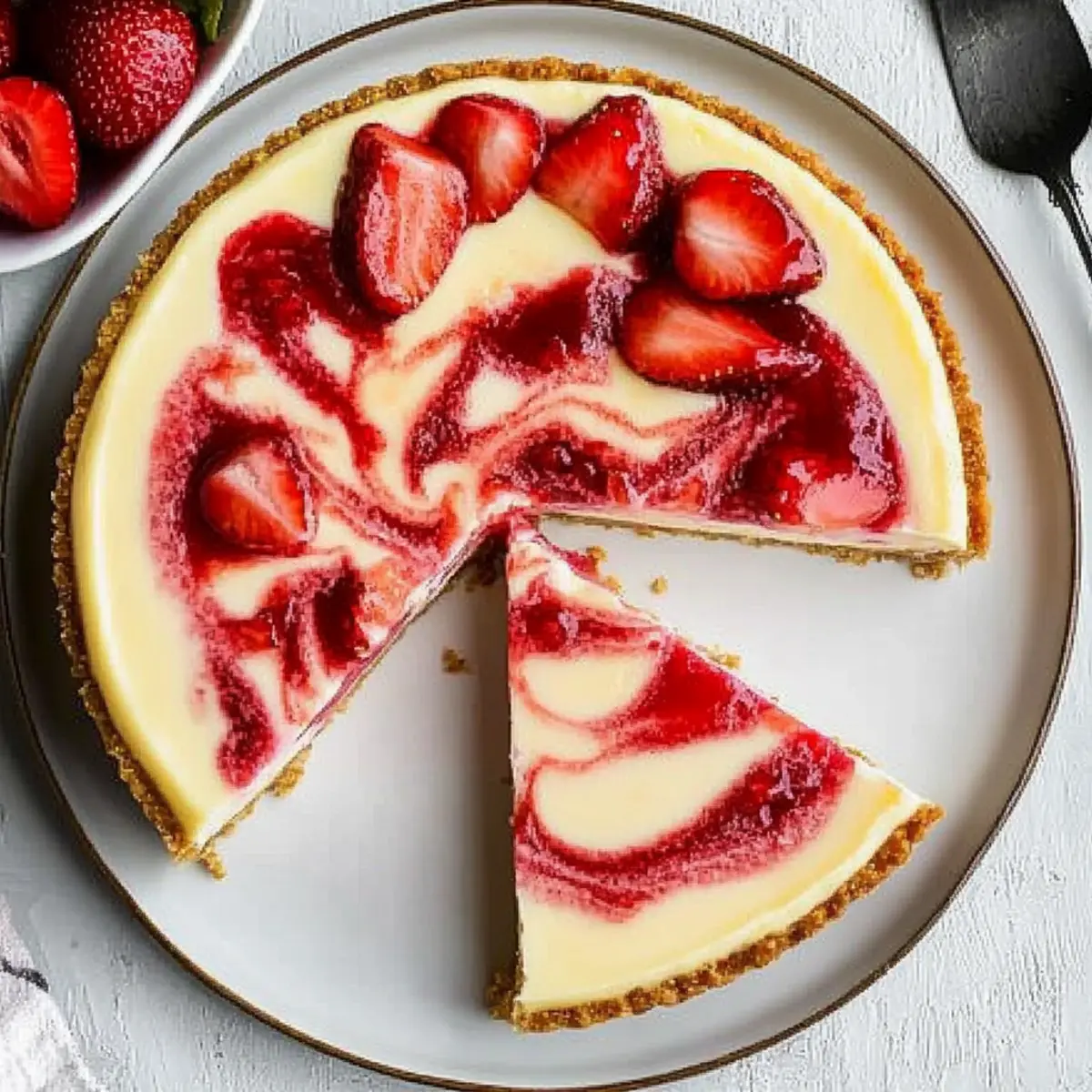 Irresistible Strawberry Swirl Cheesecake With Gluten-Free Crust