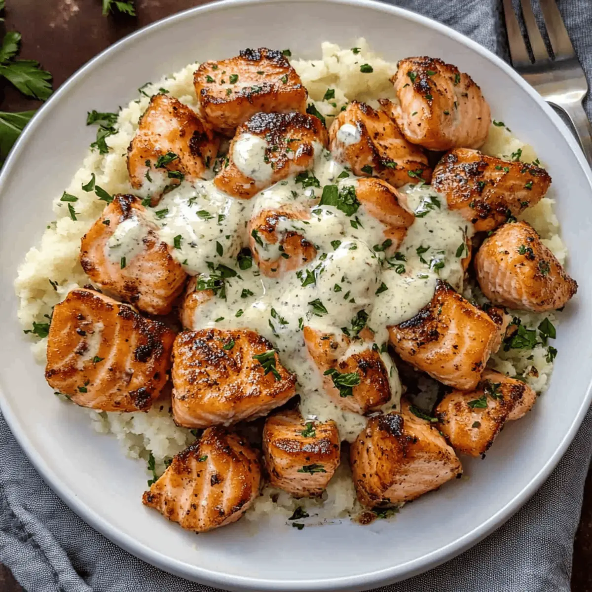Crispy Salmon Bites with Garlic Cream Sauce for Dinner Bliss