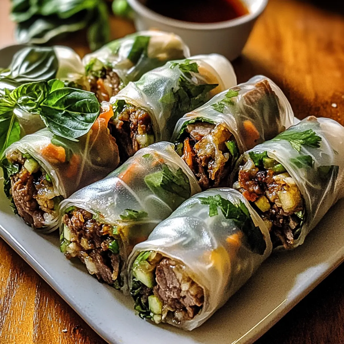 Delicious Thai Basil Beef Rolls: Fresh Flavor in Every Bite