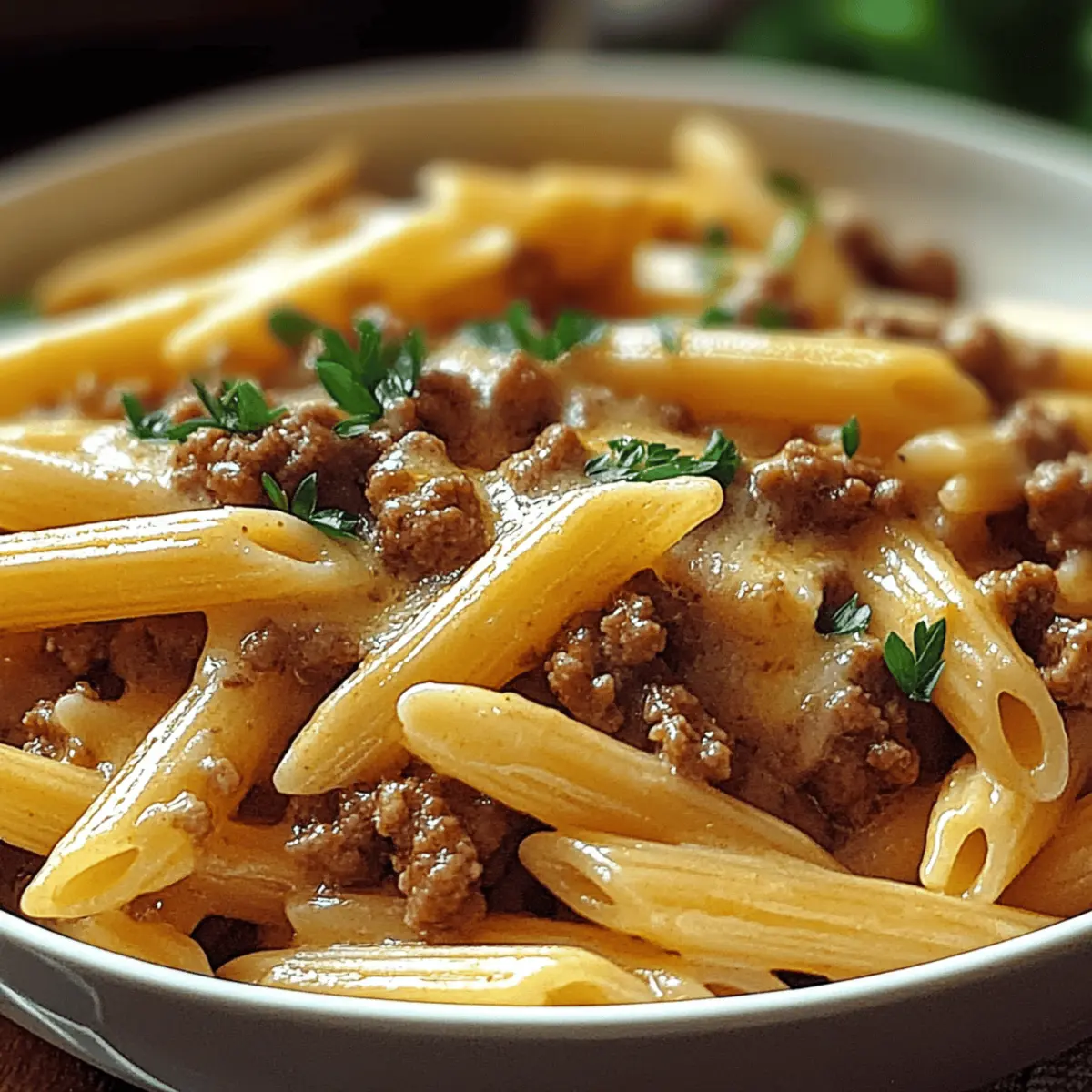 Cheesy Penne with Garlic Butter Ground Beef for Cozy Nights