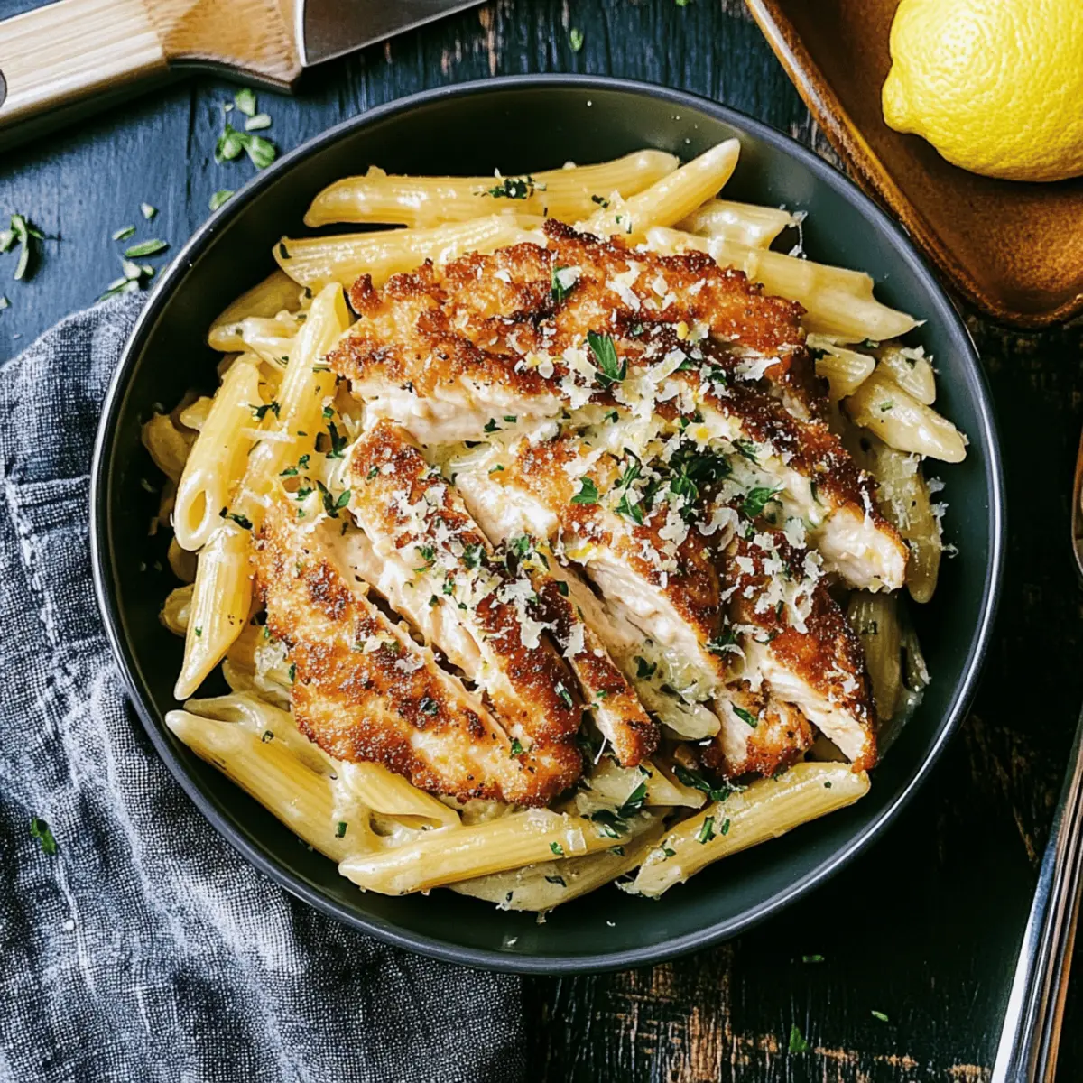 Savory Chicken Romano With Lemon Garlic Butter Sauce Pasta