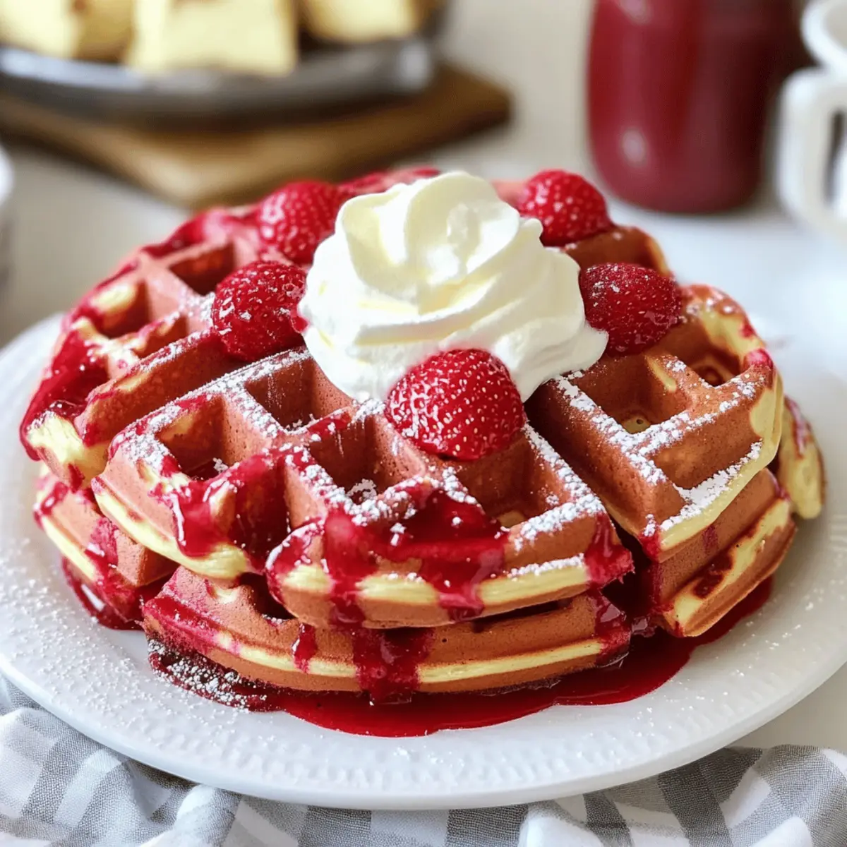 Indulge in Irresistibly Fluffy Red Velvet Waffles Today