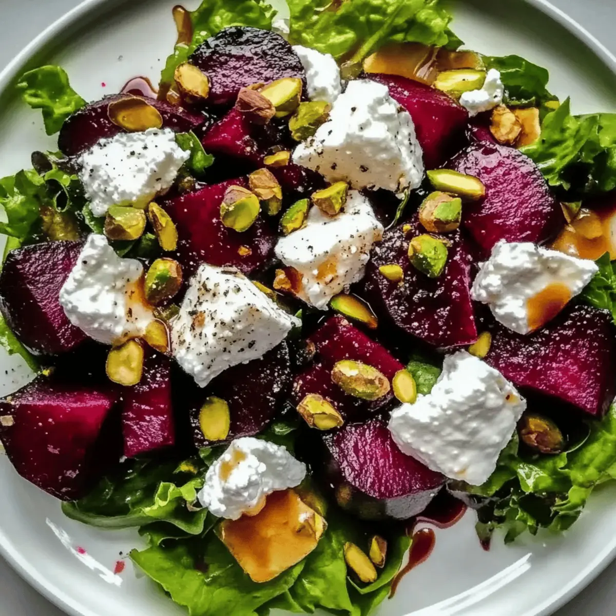 Vibrant Roasted Beet Salad with Goat Cheese & Pistachios
