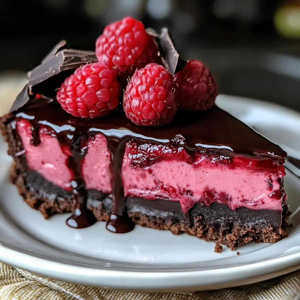 Indulge in Decadent Dark Chocolate Raspberry Cheesecake