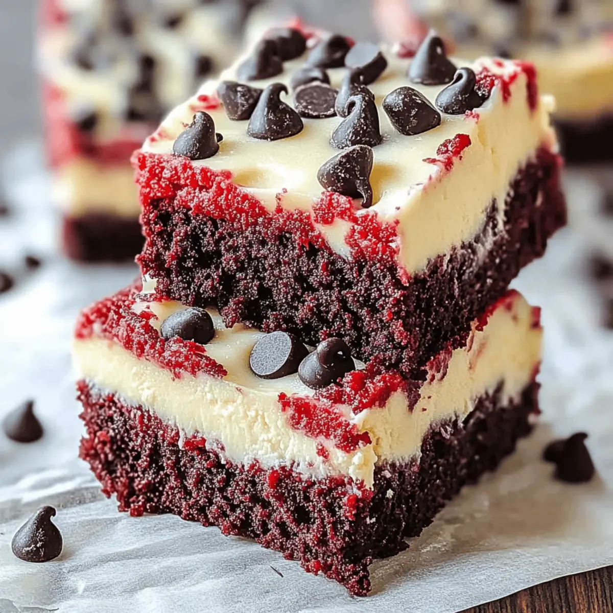 Irresistible Red Velvet Chocolate Chip Cheesecake Bars Recipe