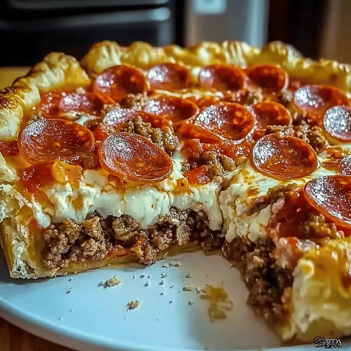Hearty Hamburger Sausage & Pepperoni Pie for Cozy Nights