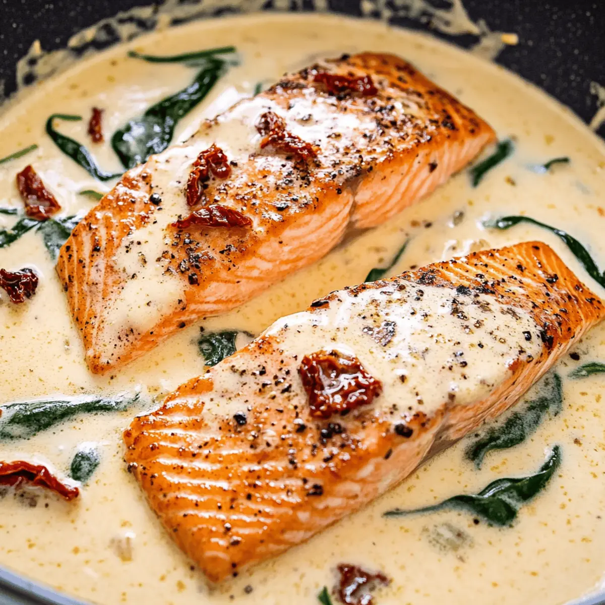 Savory Tuscan Salmon with Parmesan Cream Sauce in 30 Minutes