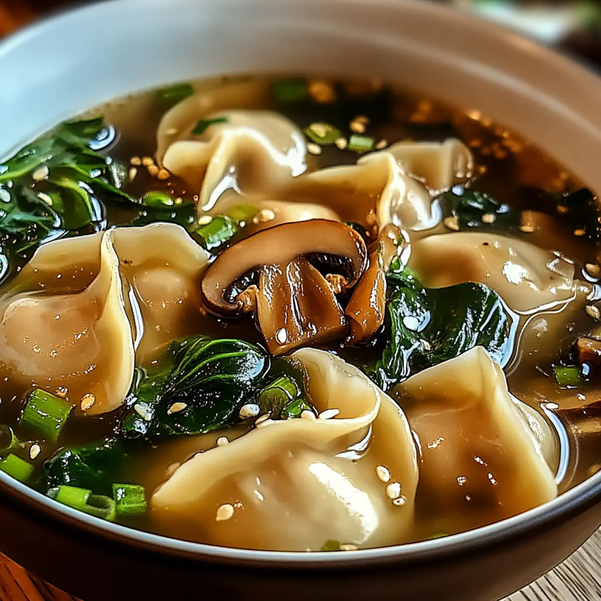 Cozy Potsticker Soup with Mushrooms & Bok Choy Bliss