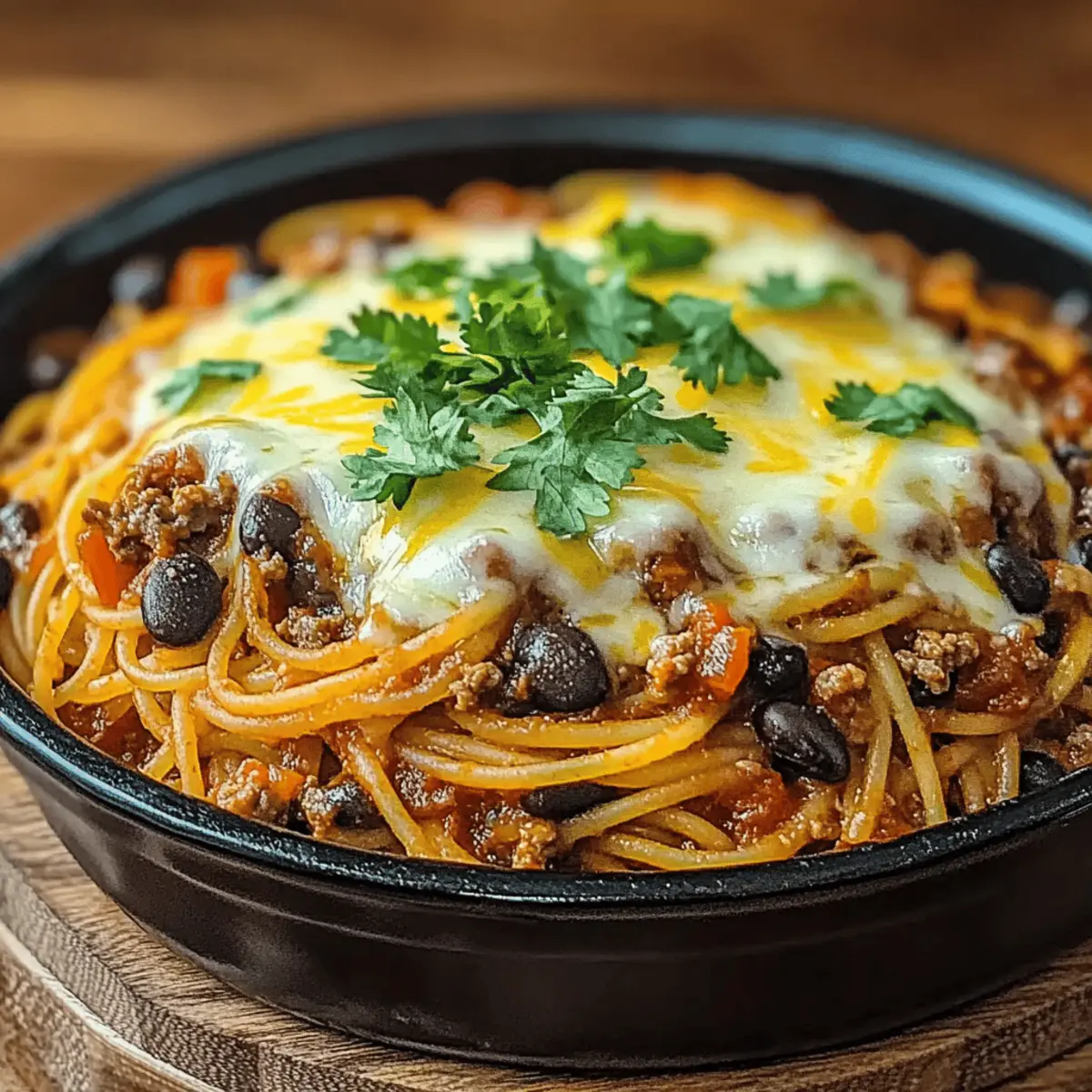 Chili-Infused Spaghetti Bake: Cozy Comfort Food Delight
