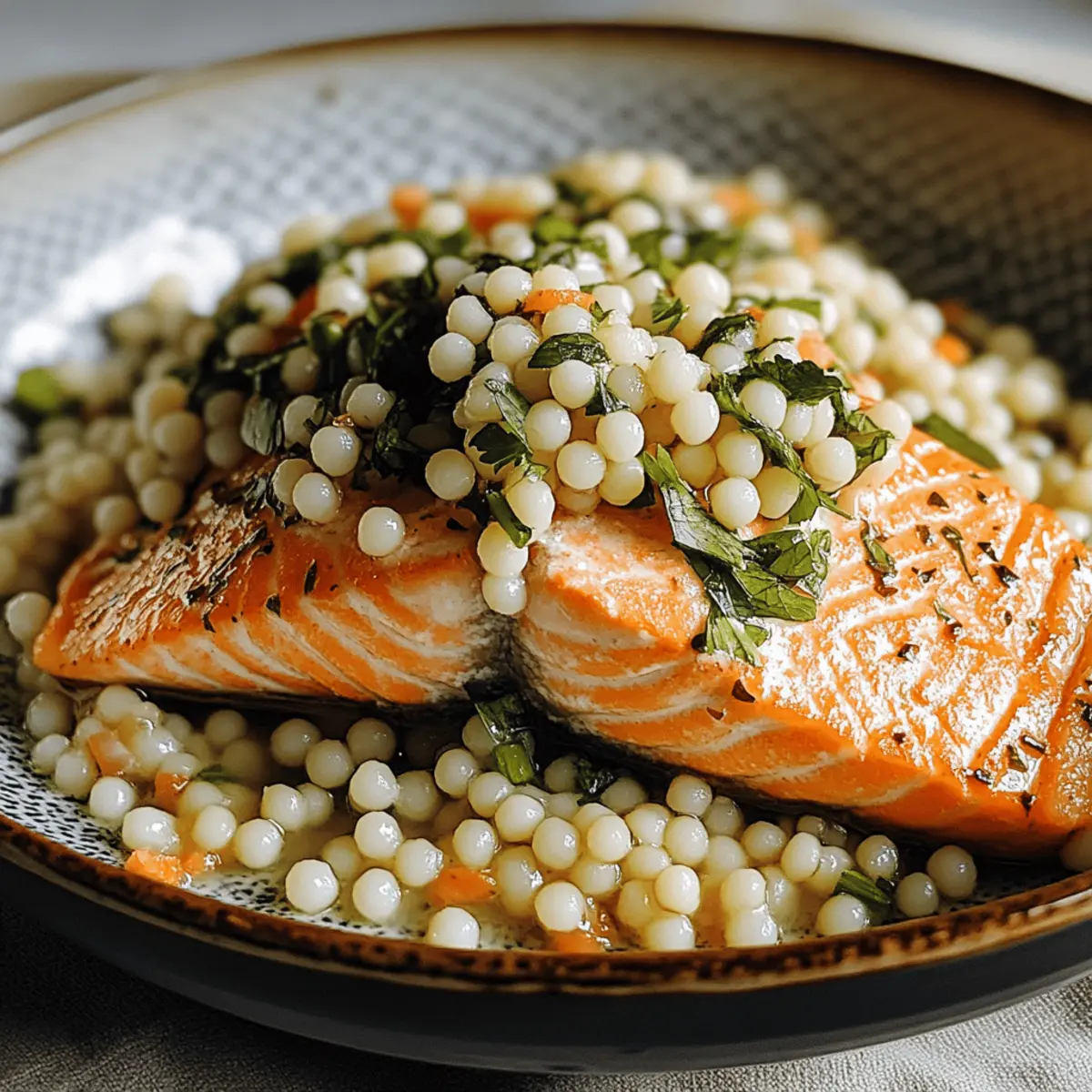Herbed Pearl Couscous and Salmon: A Flavorful Dinner Delight