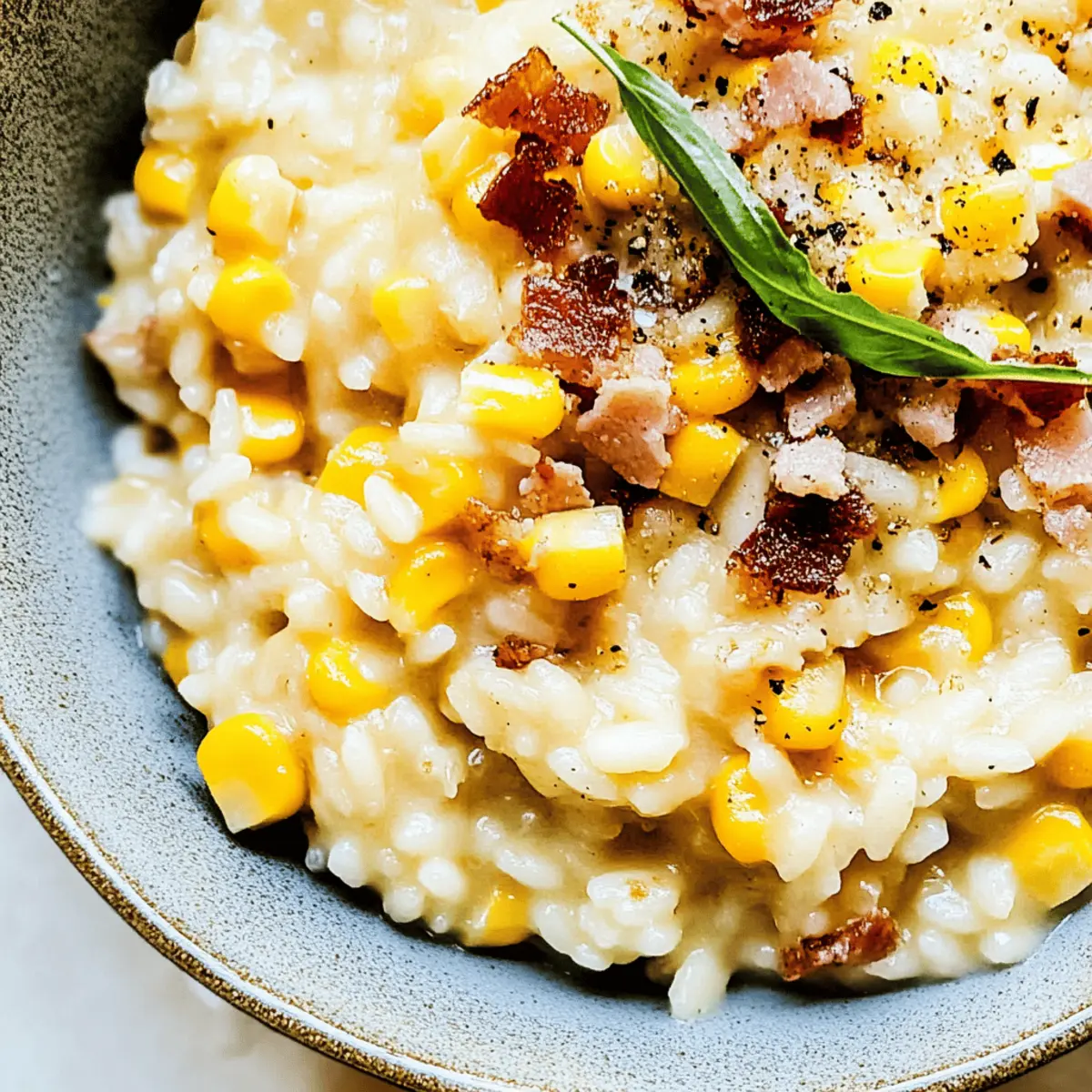 Creamy Sweet Corn Risotto with Crispy Pancetta Delight