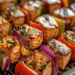 Garlic Butter Salmon Skewers