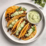 Crispy Baked Ground Turkey Tacos with Avocado Sauce