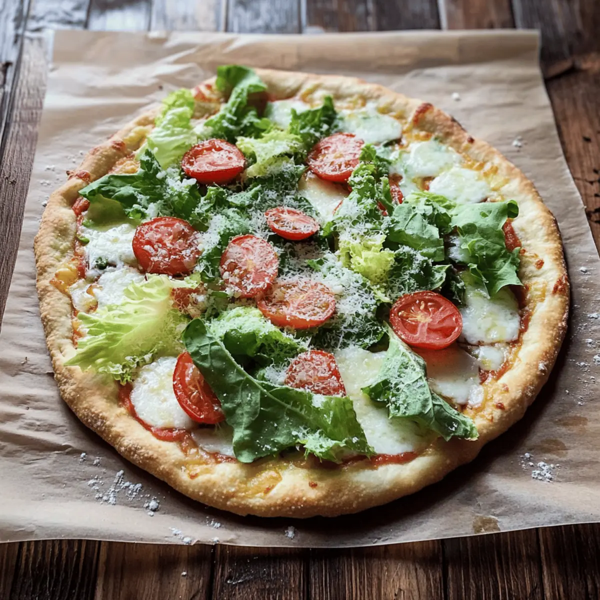 Fresh Caesar Salad Pizza Perfect for Summer Evenings