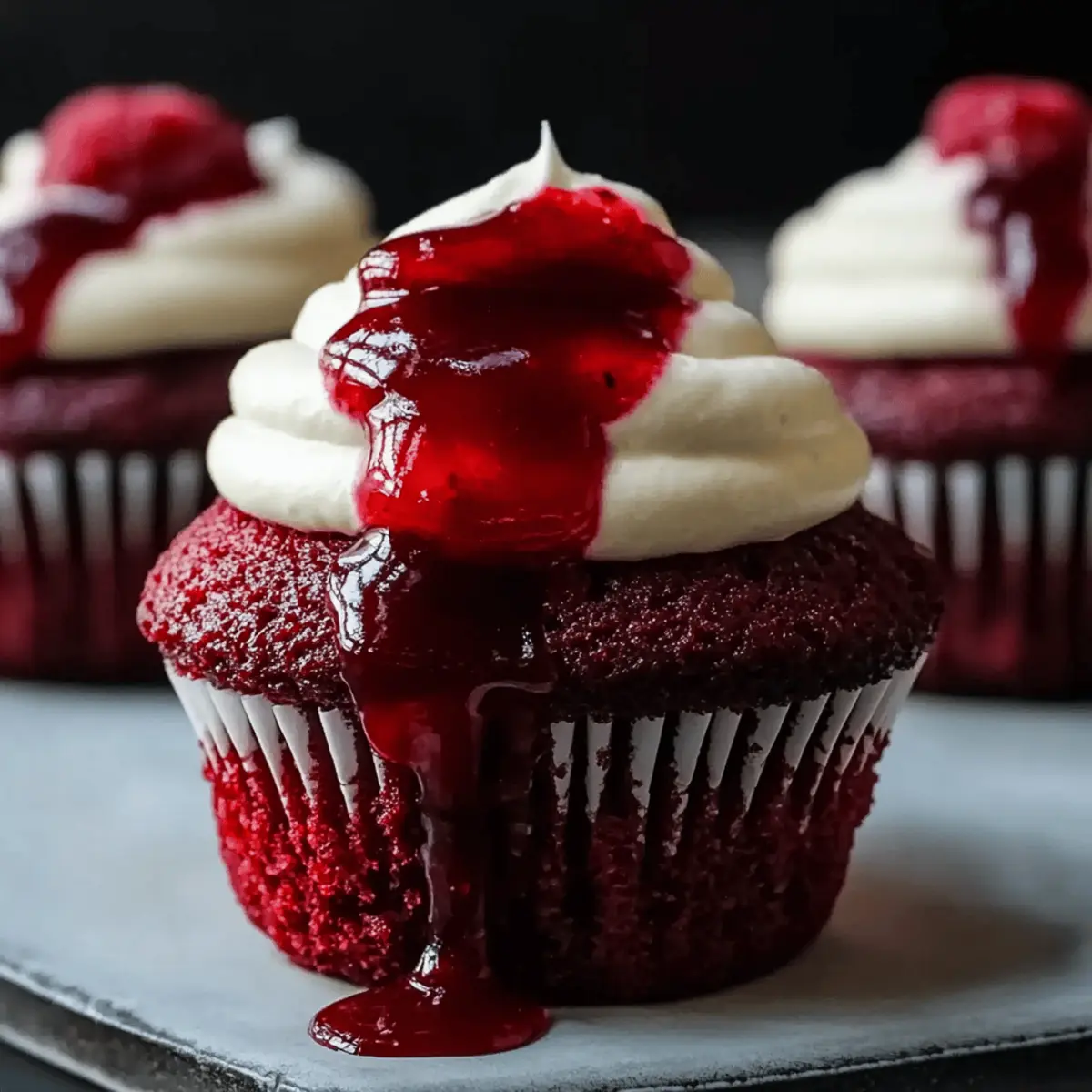 Vampire Bite Red Velvet Cupcakes with a Raspberry Surprise
