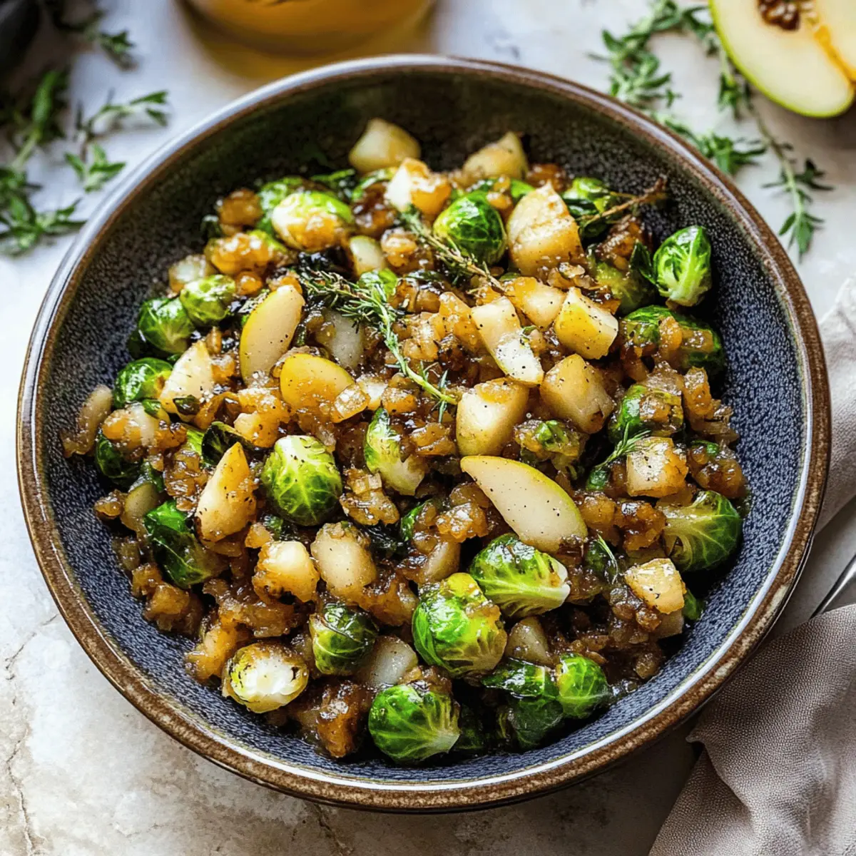 Brussels Sprouts with White Balsamic-Pear Chutney Delight