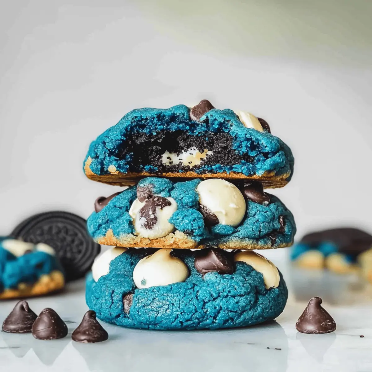 Giant Cookie Monster Cookies with a Hidden Oreo Surprise