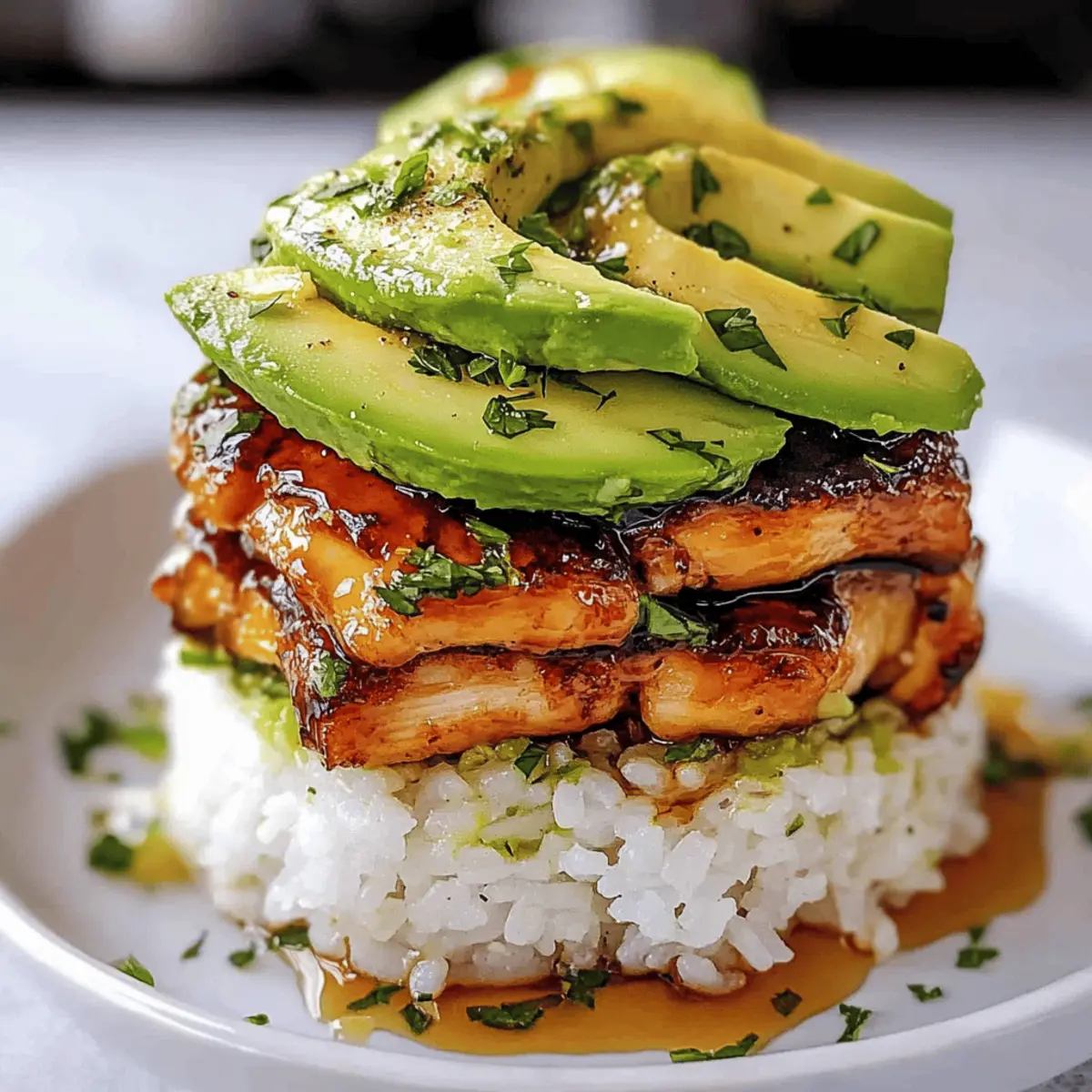 Heavenly Honey Lime Chicken & Avocado Rice Stack Delight