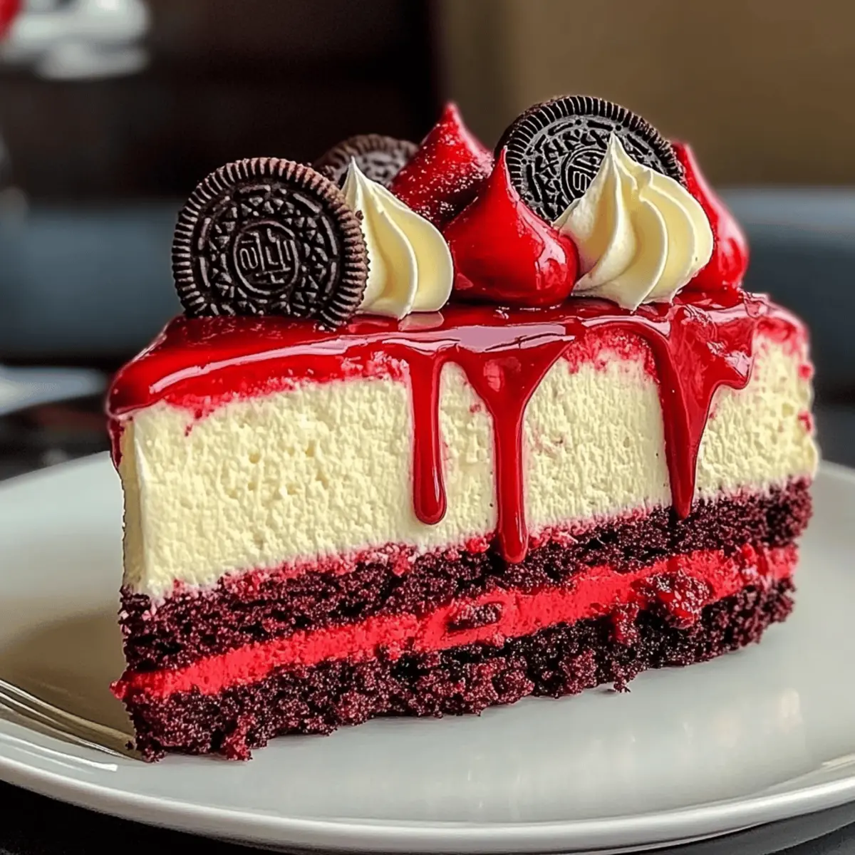 Indulge in Oreo Red Velvet Cheesecake Drip Cake Bliss