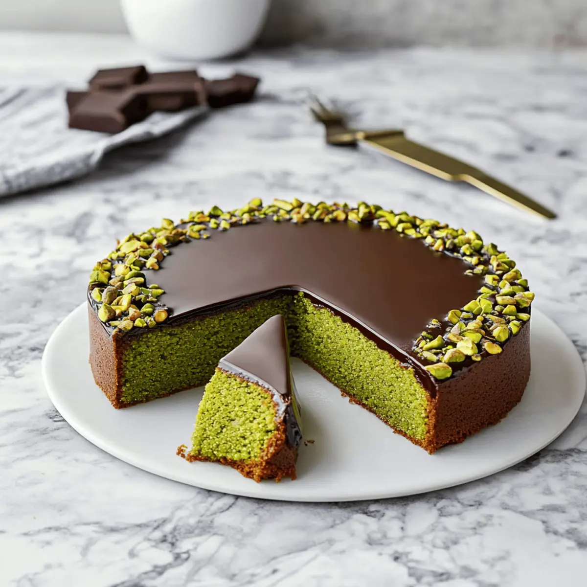 Delightful Pistachio Cake with Chocolate Ganache Bliss