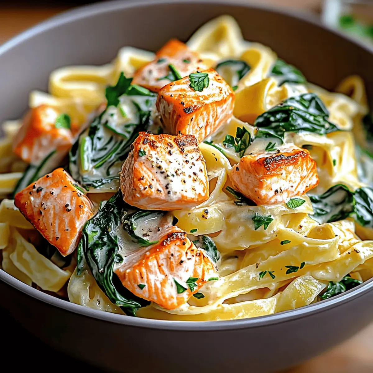 Delicious Salmon Spinach Pasta Dish for a Cozy Night In