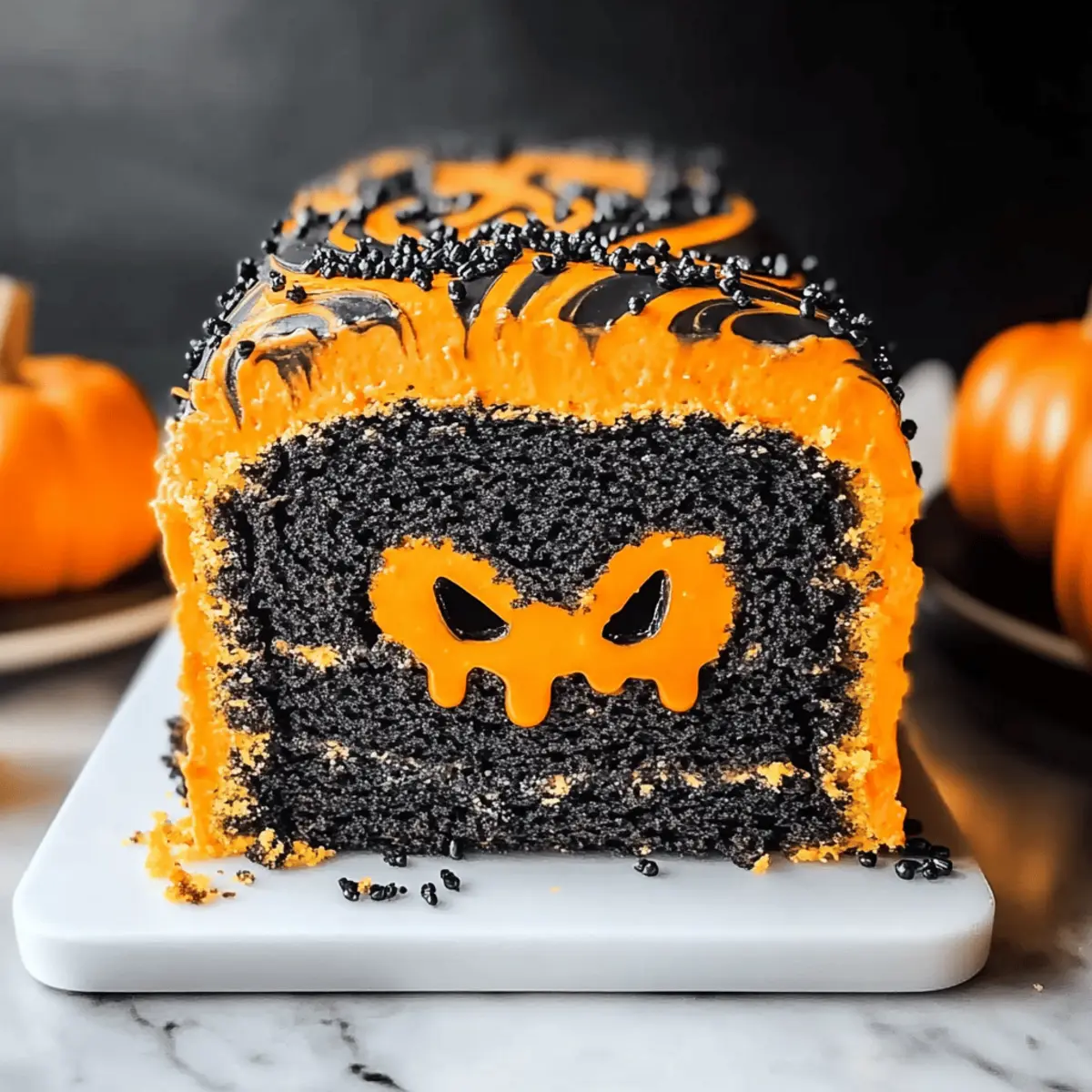 Sweet Orange and Black Halloween Marble Cake to Wow Guests