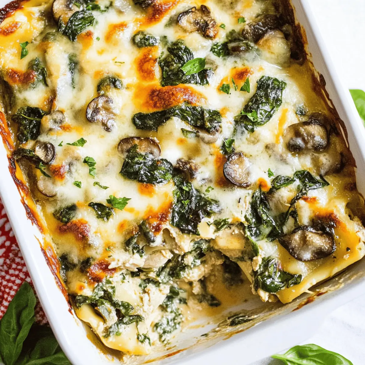 Lighter White Chicken Lasagna with Spinach & Mushroom Joy