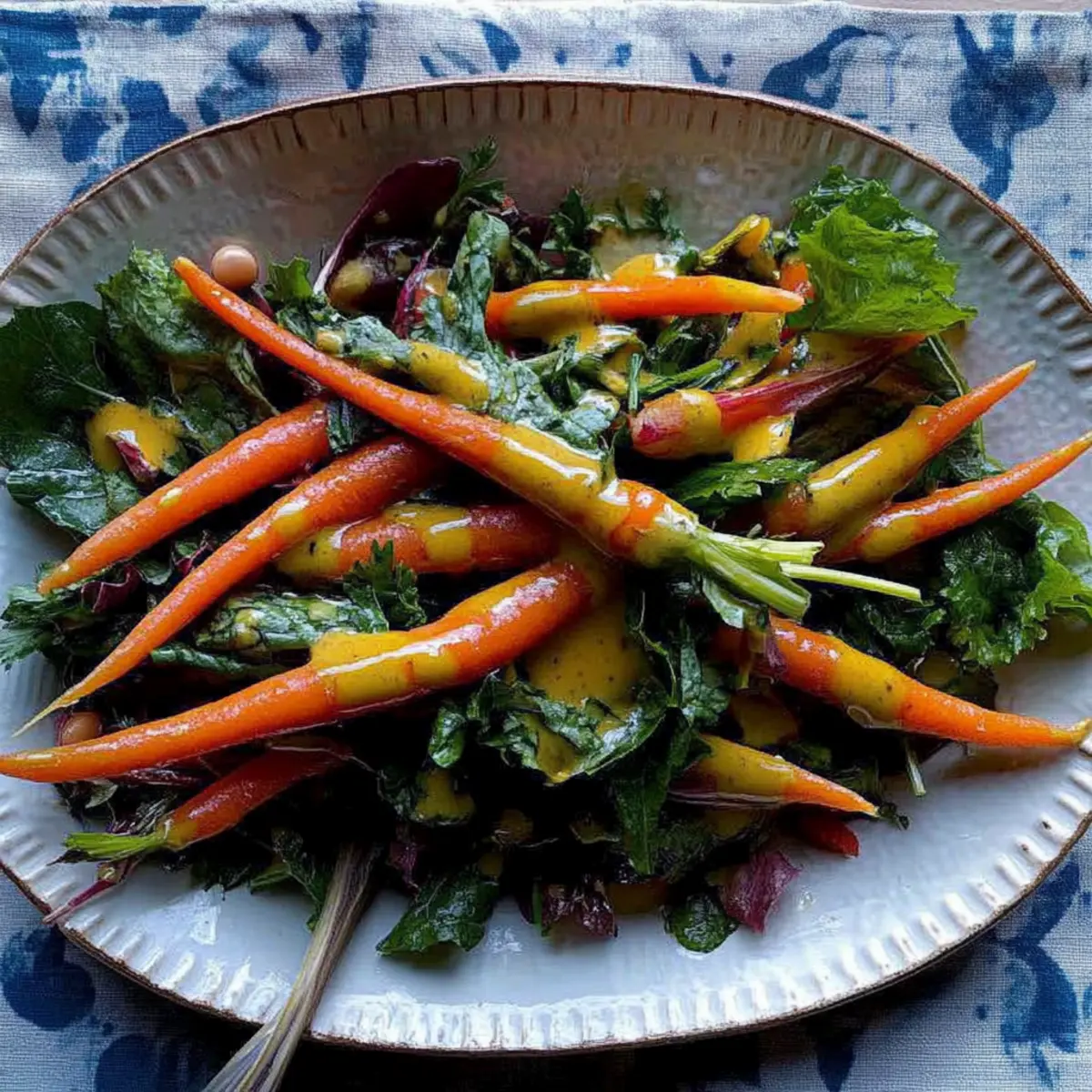 Fresh Carrots and Greens with Dilly Bean Vinaigrette Delight