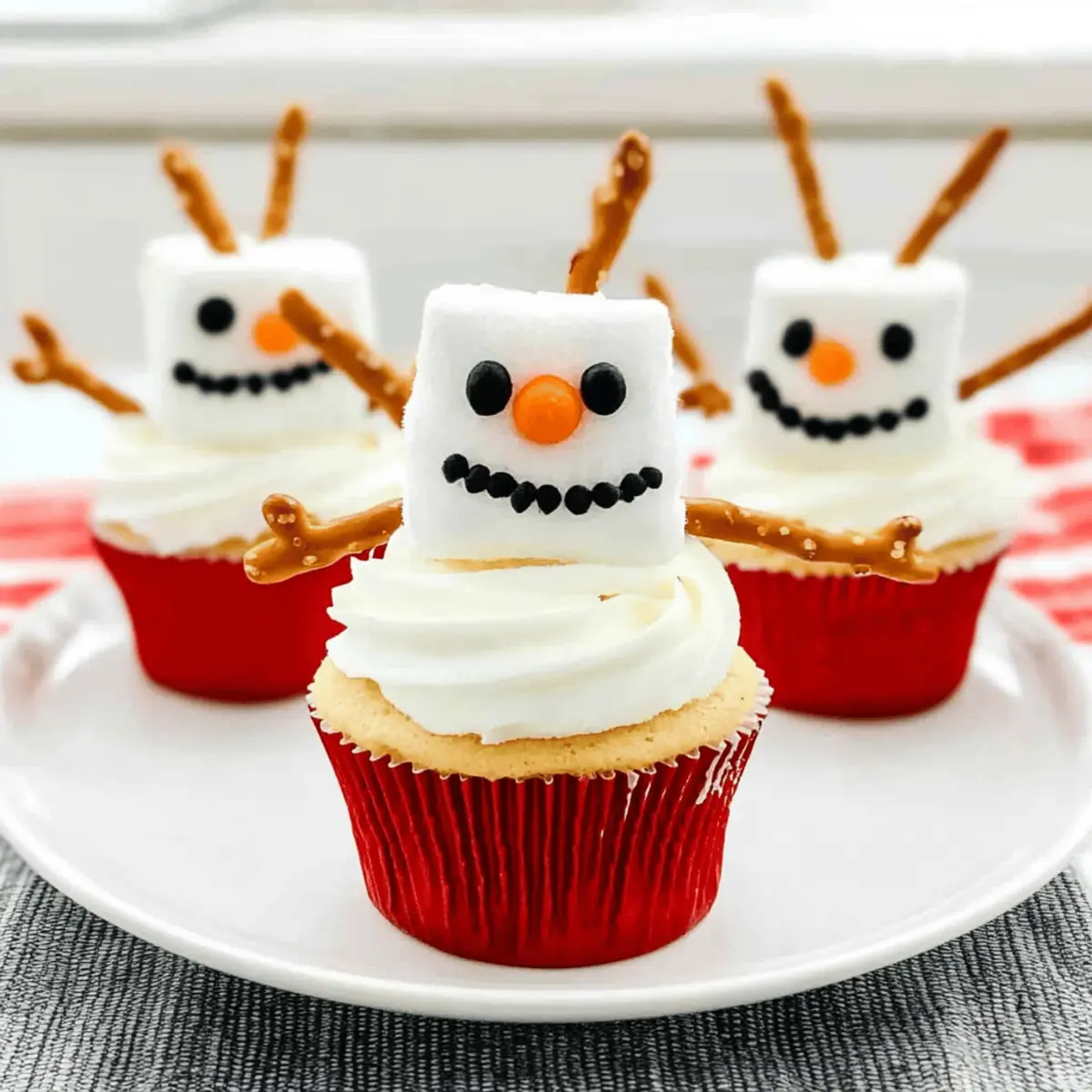 Delightful Melting Snowman Cupcakes for Festive Fun
