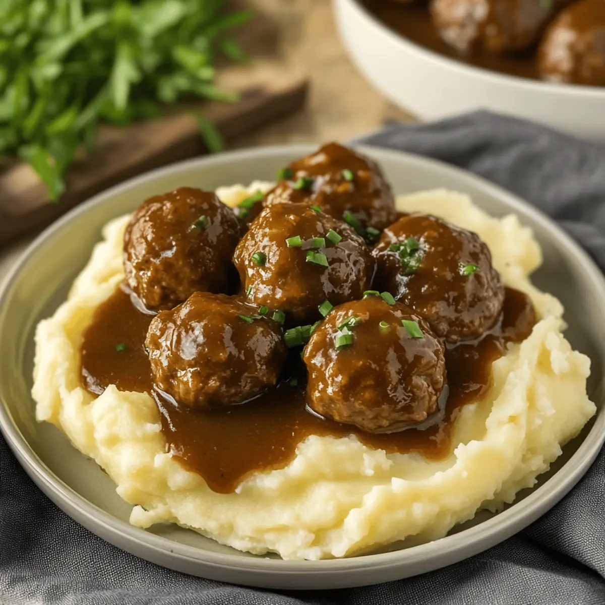 Savory Salisbury Meatballs and Mashed Potatoes Bliss