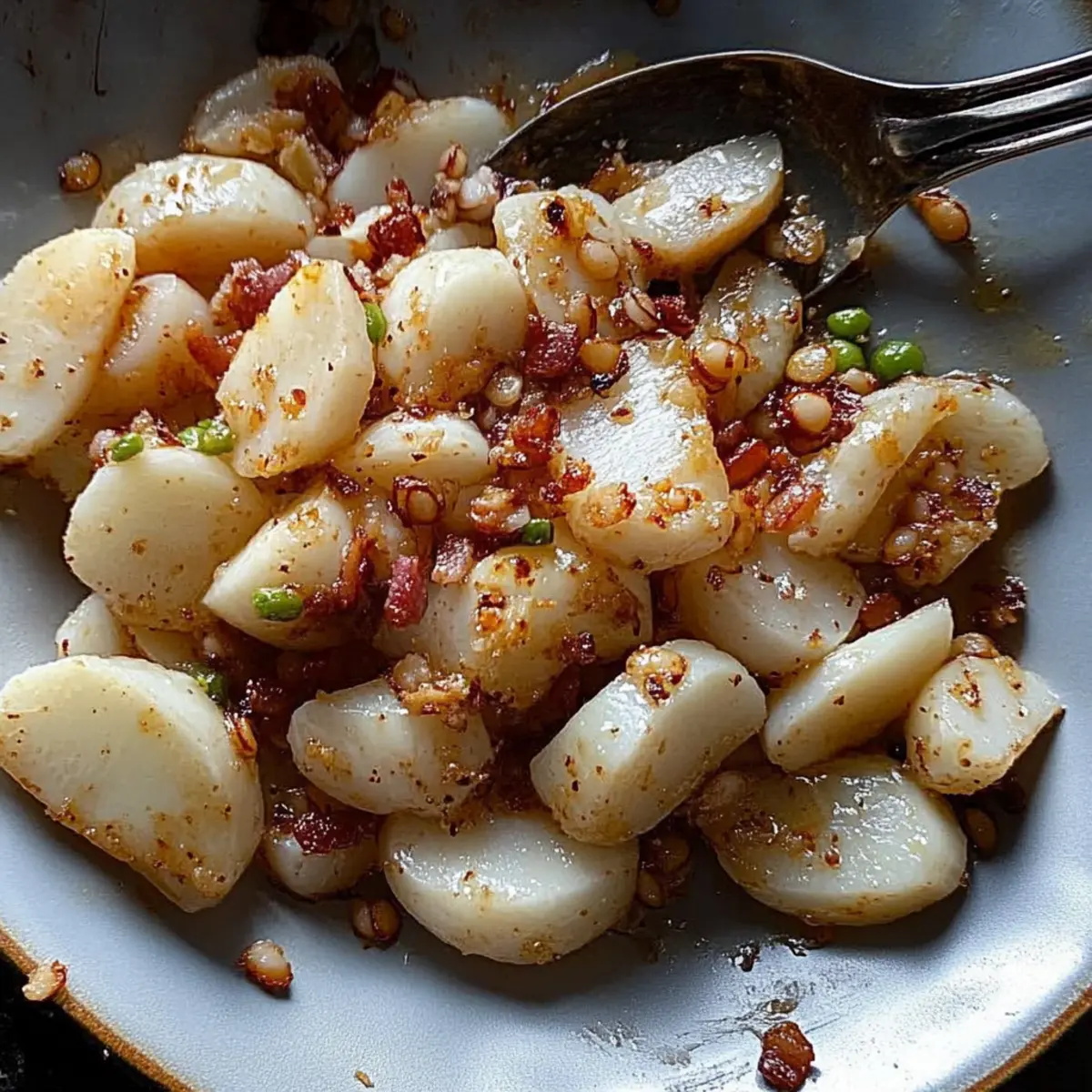 Savory Turnips with Bacon and Pickled Mustard Seeds Delight