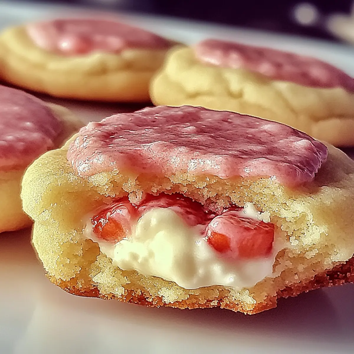 Indulge in Strawberry Cheesecake Cookies with Creamy Centers