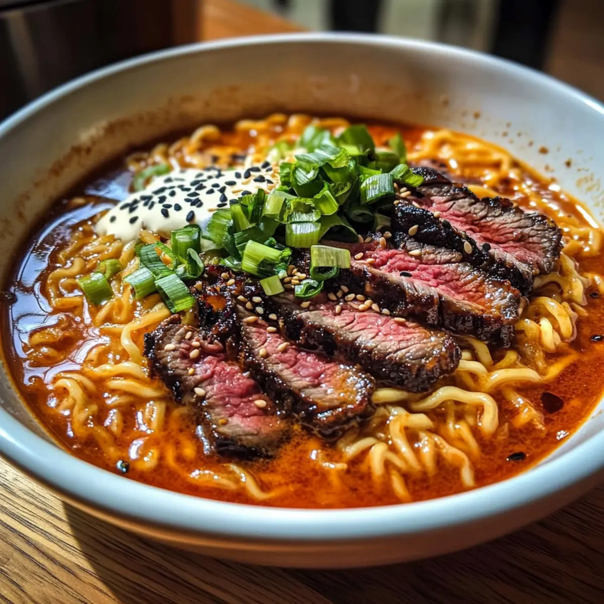 Delicious Spicy Korean Ramen with Creamy Beef Bliss