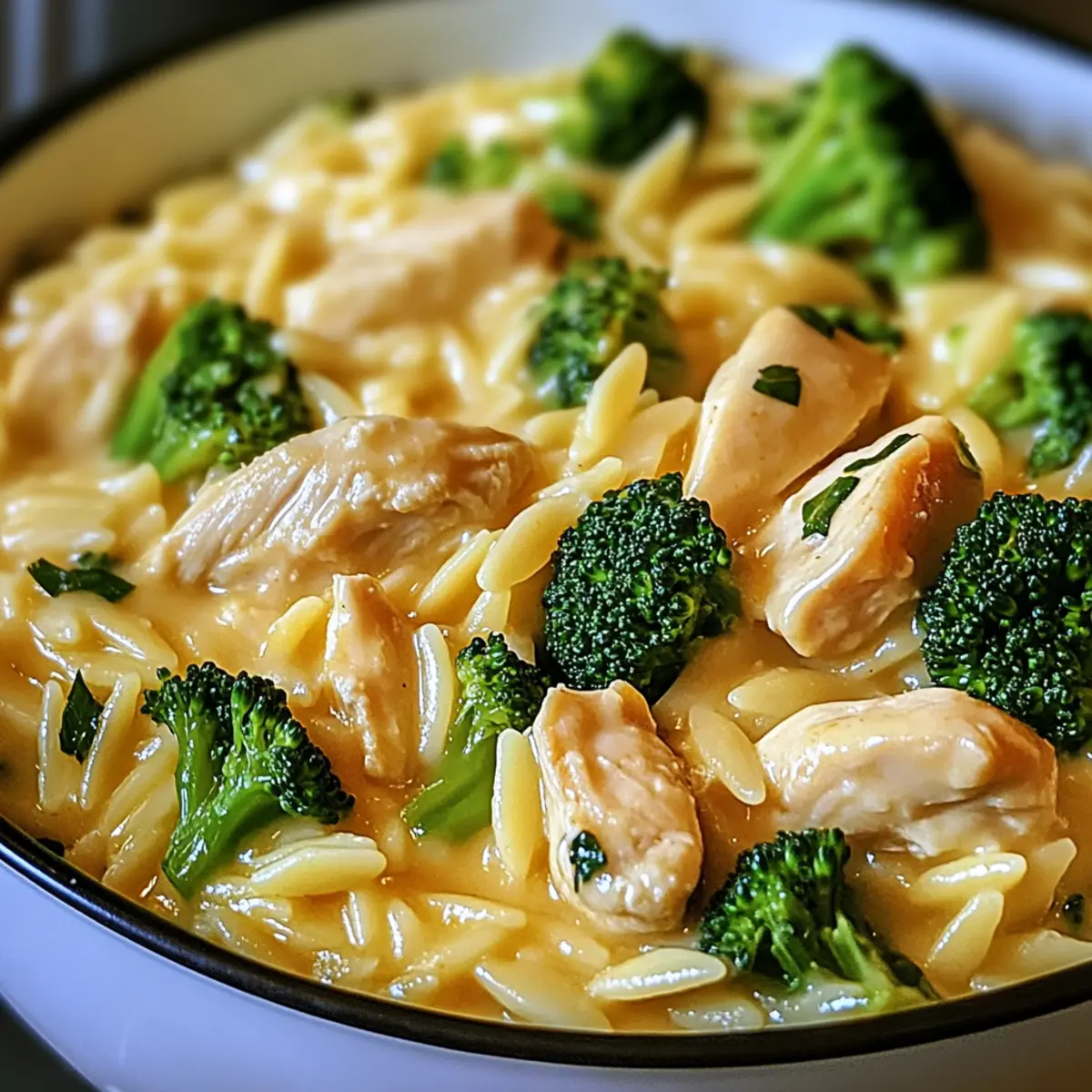 Creamy Cheesy Chicken Broccoli Orzo: Comfort in Every Bite