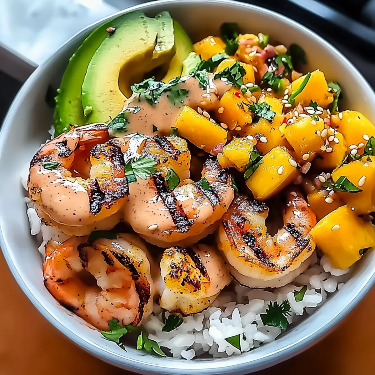Mediterranean Shrimp Bowl with Sweet Mango Salsa Bliss