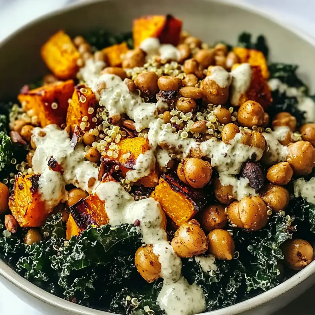 Vegan Roasted Fall Harvest Salad Bursting with Cozy Flavors