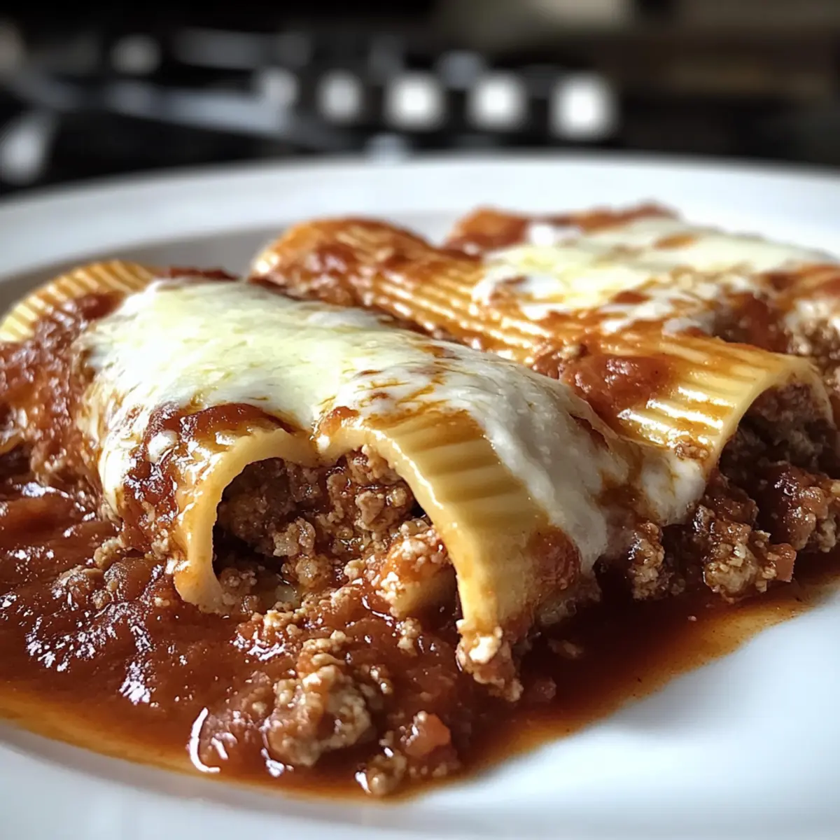 Cheesy Stuffed Manicotti with Flavorful Meat Sauce Delight
