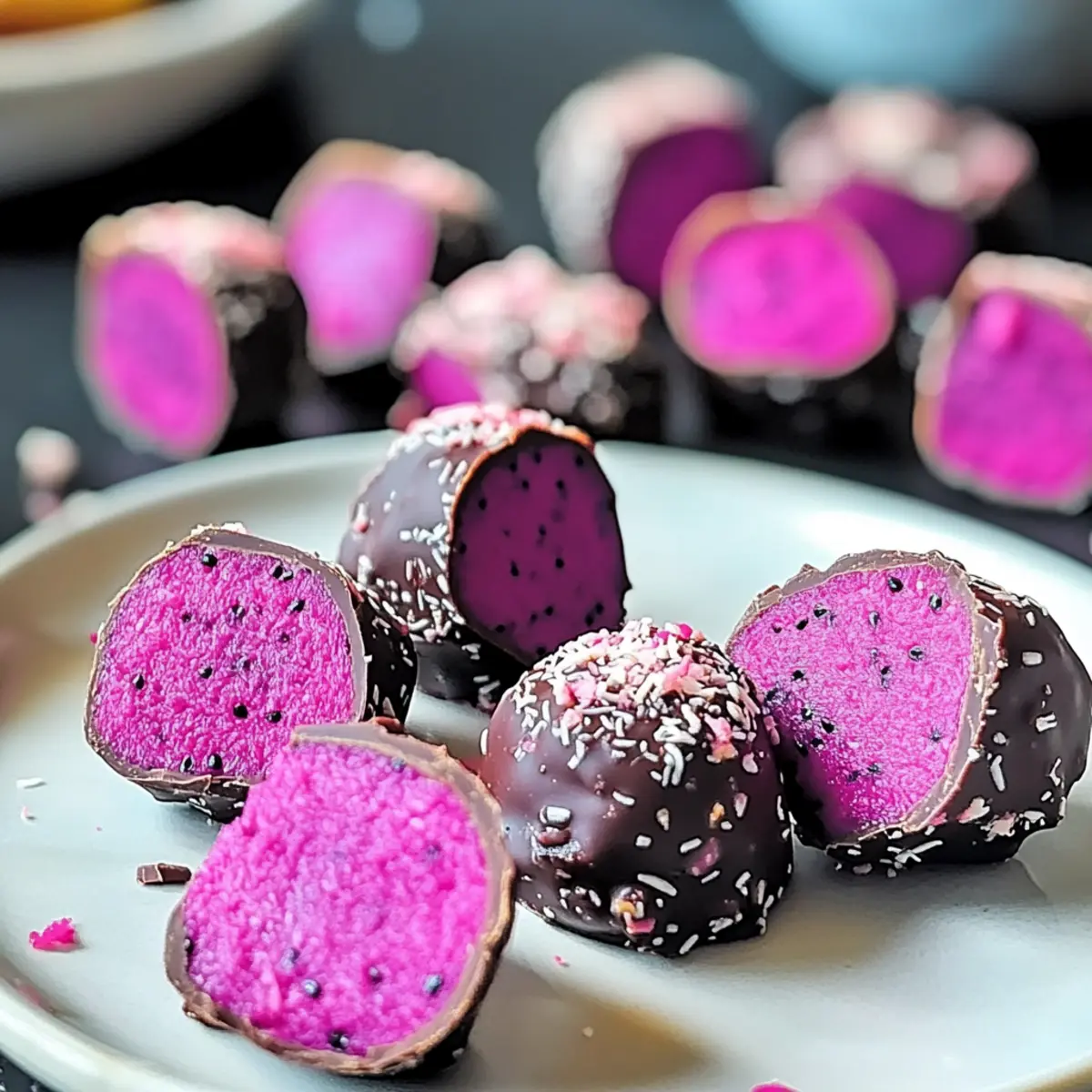 Guilt-Free Dark Chocolate Dragon Fruit Coconut Treats Delight