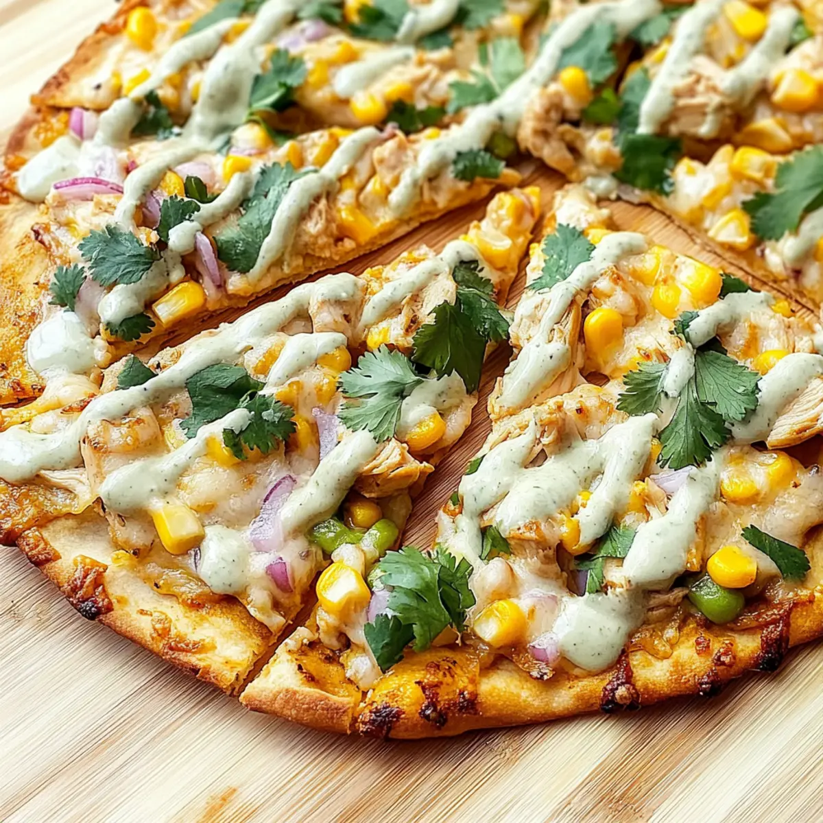 Savor Mexican Chicken Flatbread with Creamy Elote Sauce