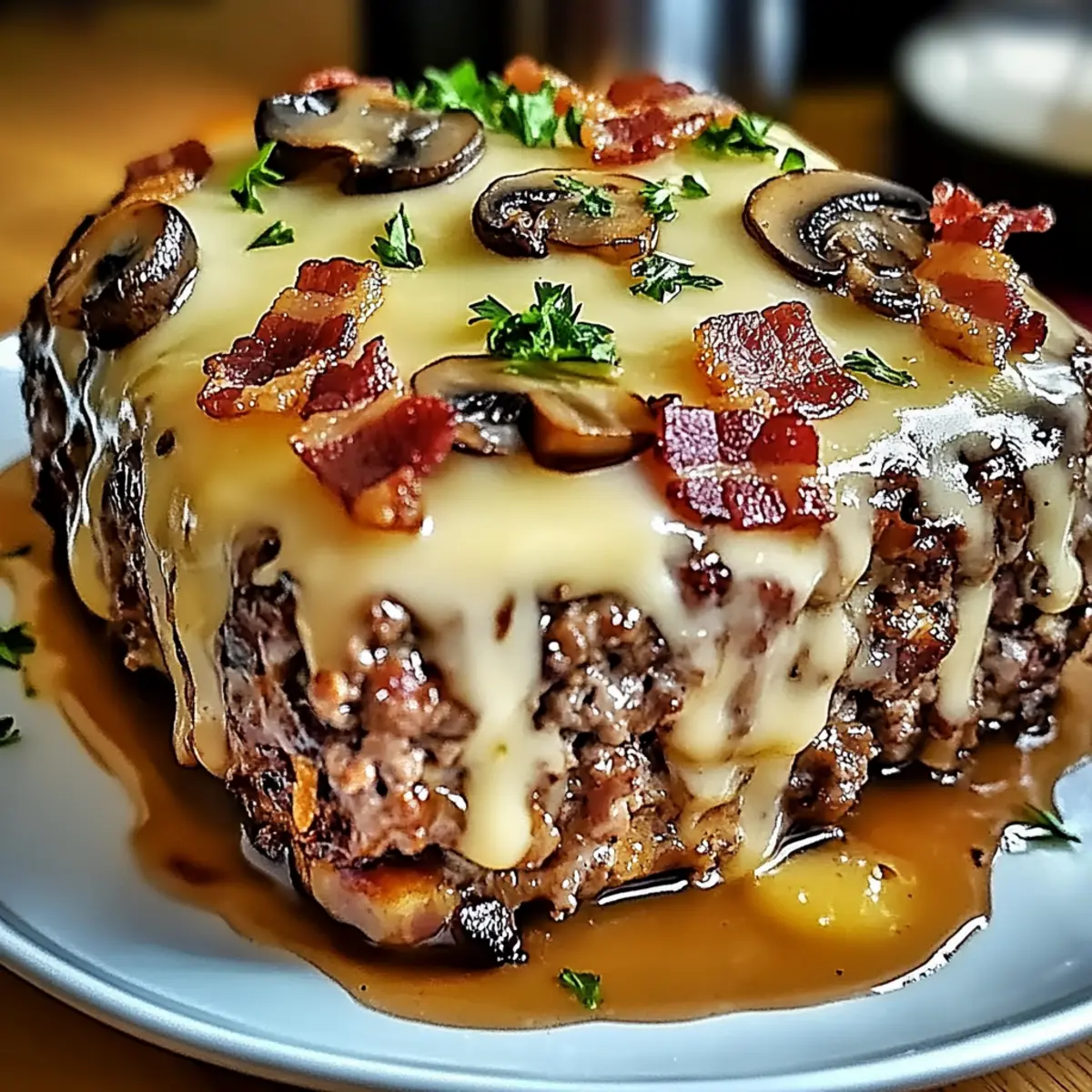 Heavenly Bacon Mushroom Swiss Cheese Meatloaf You’ll Love