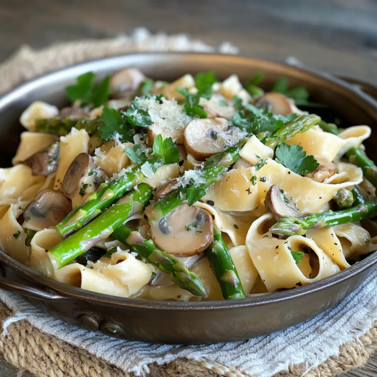 Spring Asparagus and Mushroom Pappardelle for a Cozy Night In
