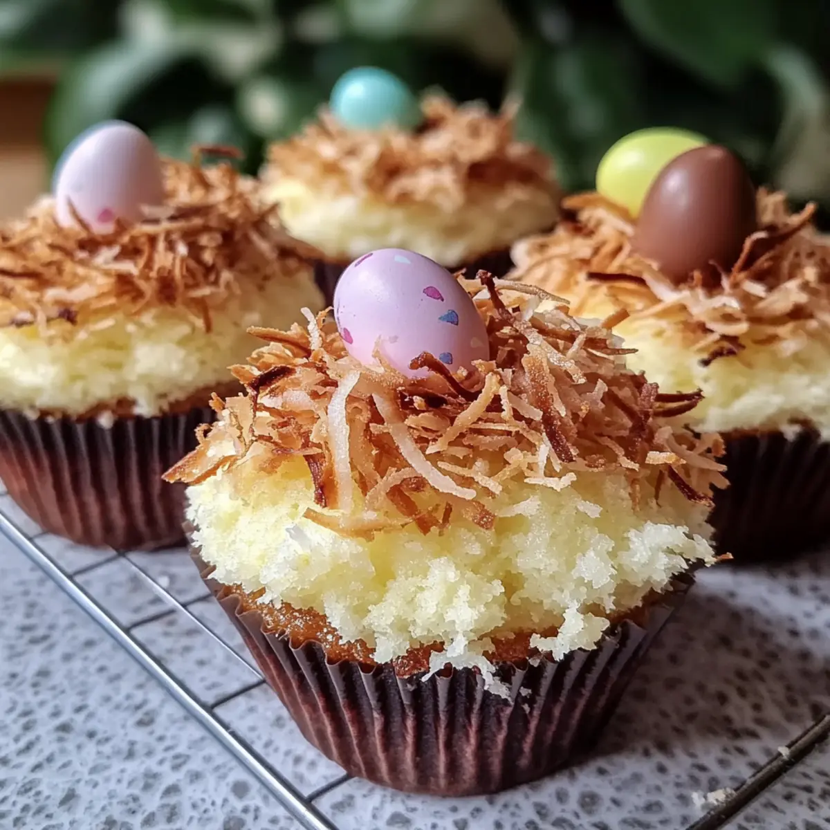 Coconut Nest Cupcakes with Chocolate Eggs for a Sweet Surprise