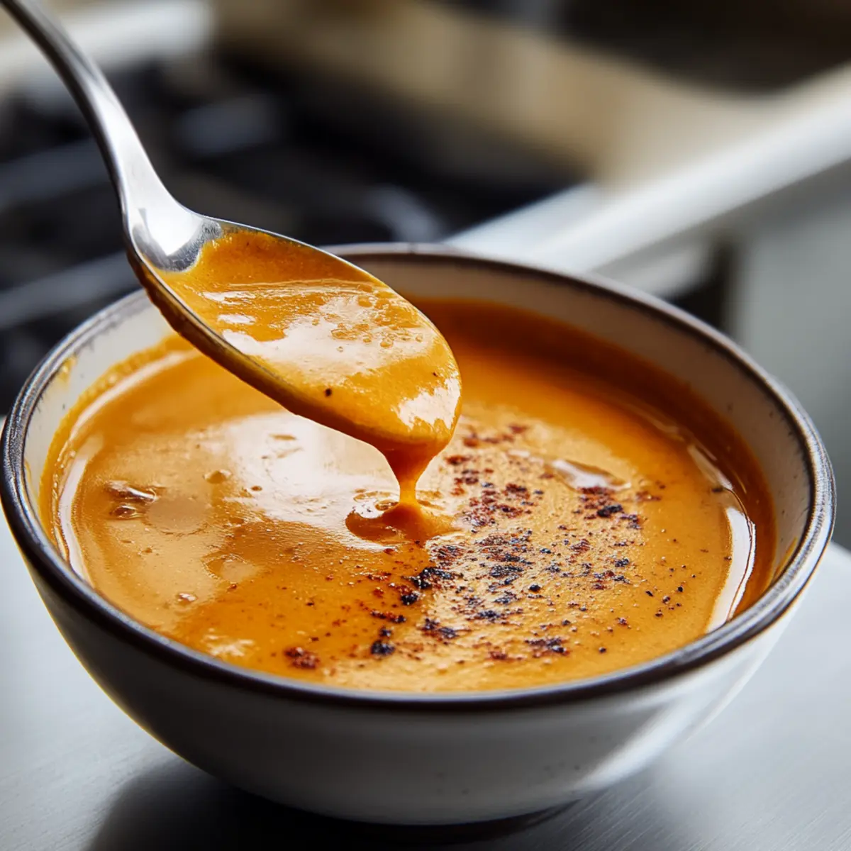 Cozy Up with Rich Roasted Red Pepper Gouda Soup