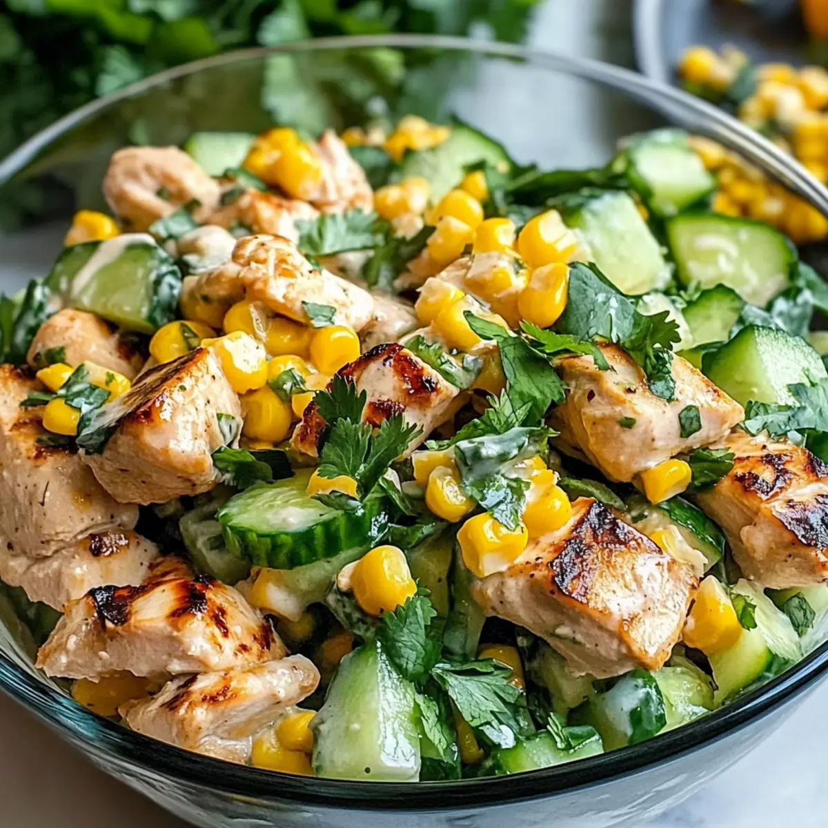 Street Corn Creamy Cucumber Chicken Salad for Your Summer Bliss
