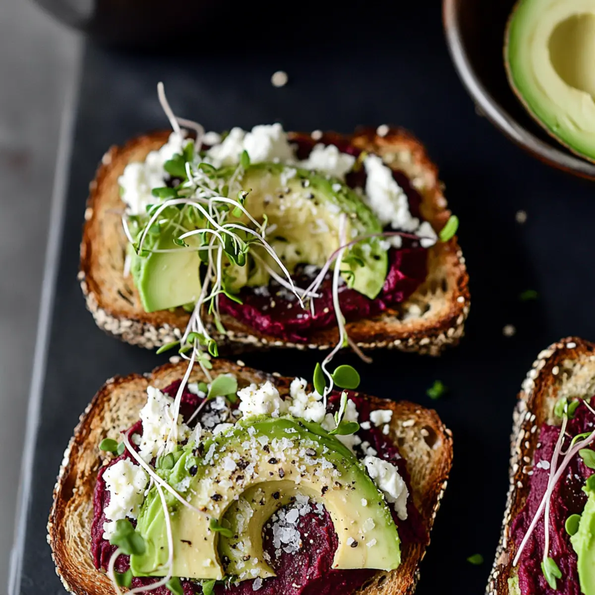Vibrant Avocado Beet Hummus Toast for a Nourishing Boost
