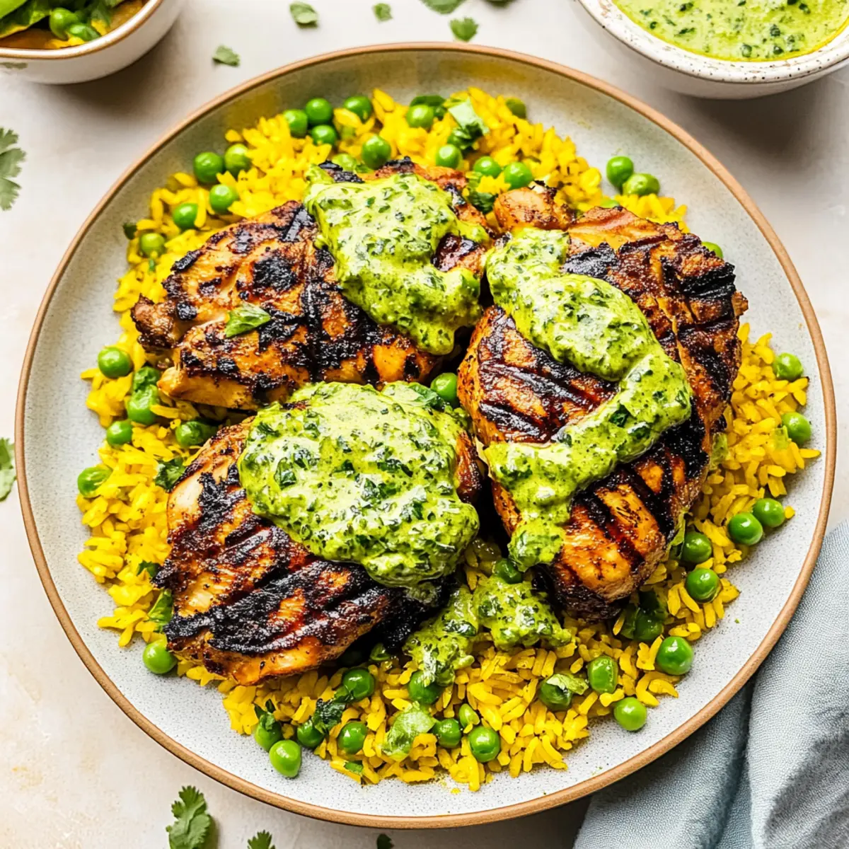 Tangy Peruvian Chicken & Rice with Green Sauce Delight