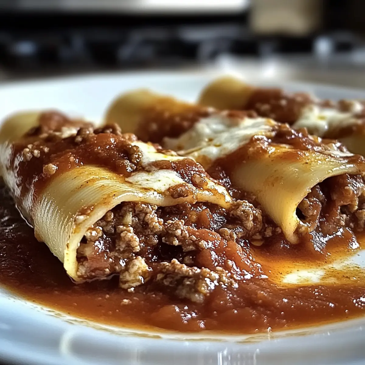 Cheesy Stuffed Manicotti with Flavorful Meat Sauce Delight