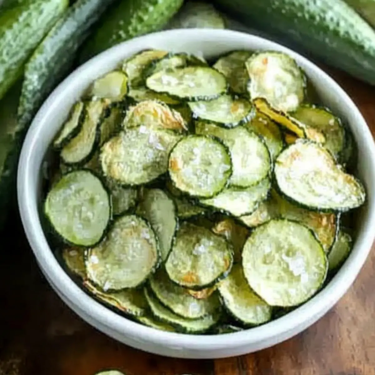 Crispy Baked Cucumber Chips With Salt & Vinegar Flavor