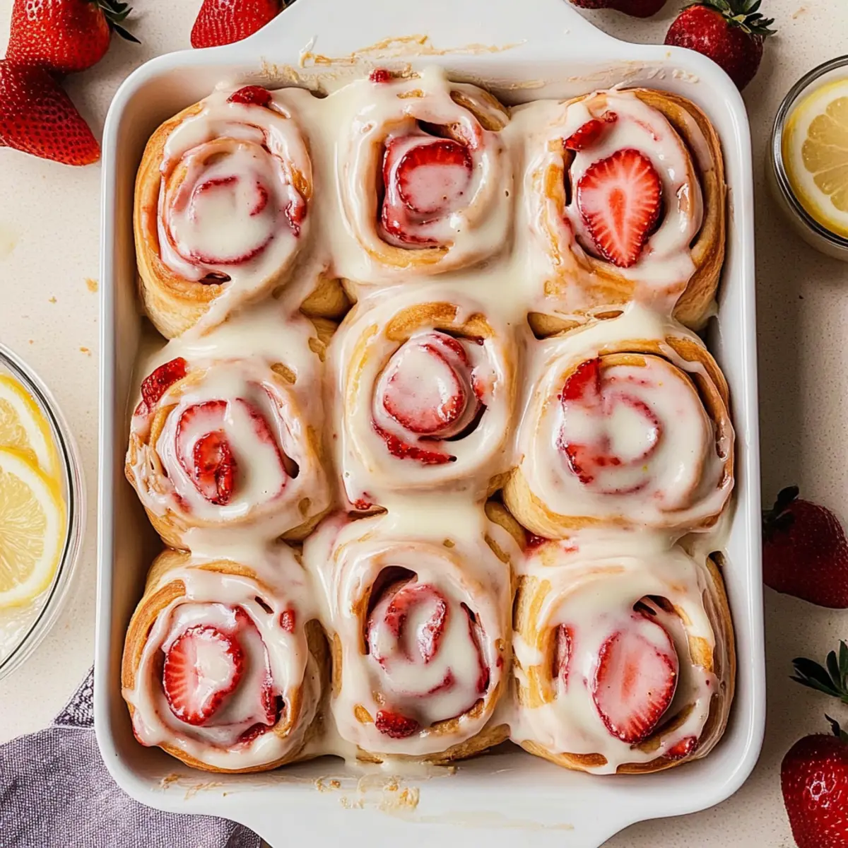 Heavenly Strawberry Rolls with Zesty Lemon Icing Delight