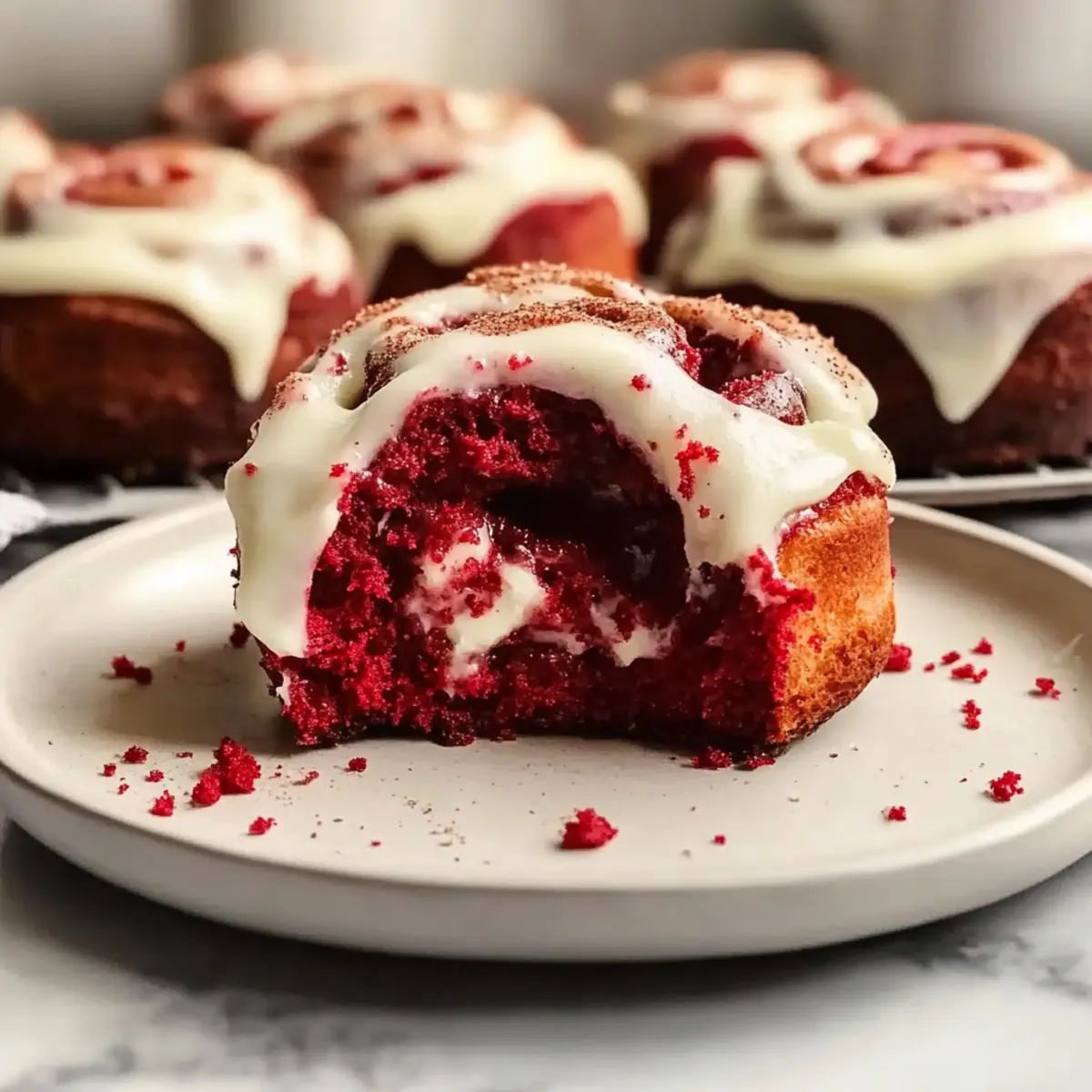 Decadent Red Velvet Cinnamon Rolls with Creamy Icing Delight